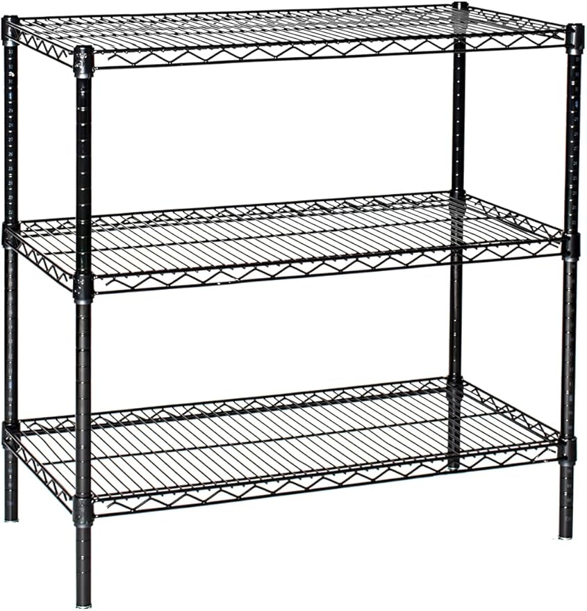 Omega 14" Deep x 72" Wide x 36" High 3 Tier Black Starter Shelving Unit