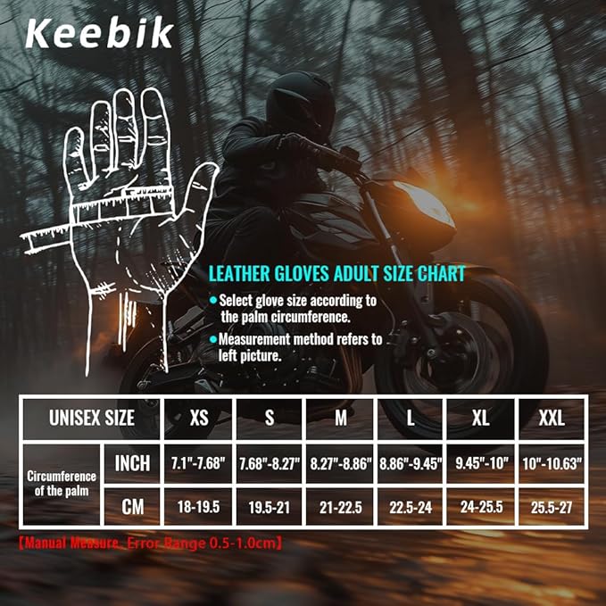 Goatskin Leather Motorcycle Motorbike Powersports Racing Gloves Reflective Skull Touchscreen for Men and Women Model