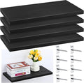 4 Pack Wooden Slatwall Shelf, Black Slatwall Shelves with Metal Hooks Organizer Set Mounted Accessories for Garage Home Workshop Workbench 23.6" x 11.8" x 1.1"