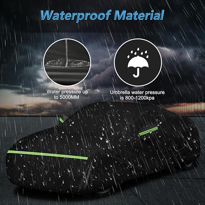 Car Cover Waterproof for 2003-2009 Nissan 350Z,210D Oxford Cloth with Cotton Outdoor Car Covers with Zipper Windproof Heavy Duty All Weather (Black)