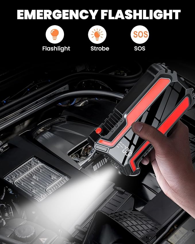 Car Jump Starter 3000A, Car Battery Jump Starter for Up to 10.0L Gas & 10.0L Diesel Engine, 12V Jump Box Portable Jump Starter Battery Pack with LED Light, Jumper Cables