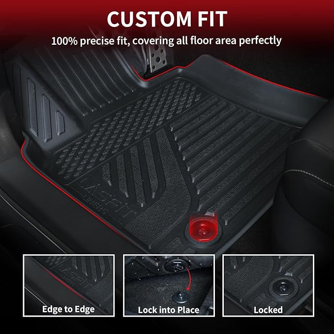 LASFIT Floor Mats&Trunk Mat for Toyota Camry 2025 Hybrid/LE/SE/XLE/XSE, All Weather Custom Fit TPE Floor Liners for Camry 2025 Front & Rear Full Set Car Mats, Black.