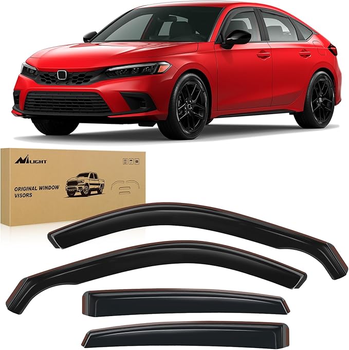 Nilight Durable in Channel Rain Guards for Honda Civic Hatchback HB LX Sport Touring EX-L 2022 2023 2024 Window Deflectors, Vent Window Visors-4pcs