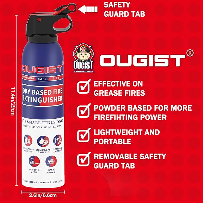 Fire Extinguisher for Home & Vehicle - 600g Fire Extinguisher | Grease & Electrical Fire Extinguisher for Kitchen, Car, Portable (4-Pack)