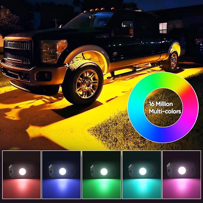 YiLaie 10 Pods LED Rock Lights for Trucks with APP/RF Remote Control, Flashing Music Mode, Upgraded Underglow Led Lights for Truck ATV UTV RZR SUV Golf Cart