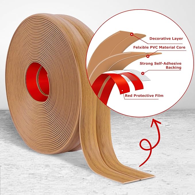 Flexible Wall Corner Protector Moulding Trim Peel and Stick Wall Corner Guards Edge Protector Self Adhesive Molding Trim Strip for Edge Ceiling (Light Brown Wood Grain, 0.8 in x 10 Ft)