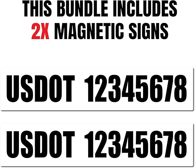 USDOT Number Magnets - Custom Made DOT Registration Magnets - 2-Pack 18-Inch by 4-Inch