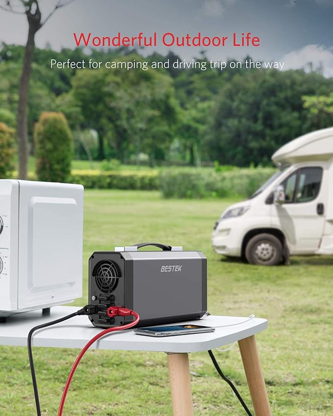 BESTEK 1200 Watt Power Inverter, 12V DC to 110V AC Car Inverter with LCD Display, 2 AC Outlets, 5V/2.4A USB Port, Cables Included, Car Power Converter for Truck, Home, Vehicles, Laptop