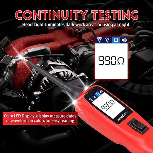 Autel PowerScan PS100 Circuit Tester, Universal 12V 24V Automotive Power Circuit Probe Kit with 20ft Extension Cable, AC/DC/Continuity/Probe/Signal Test, Activate Component Electrical System Tool