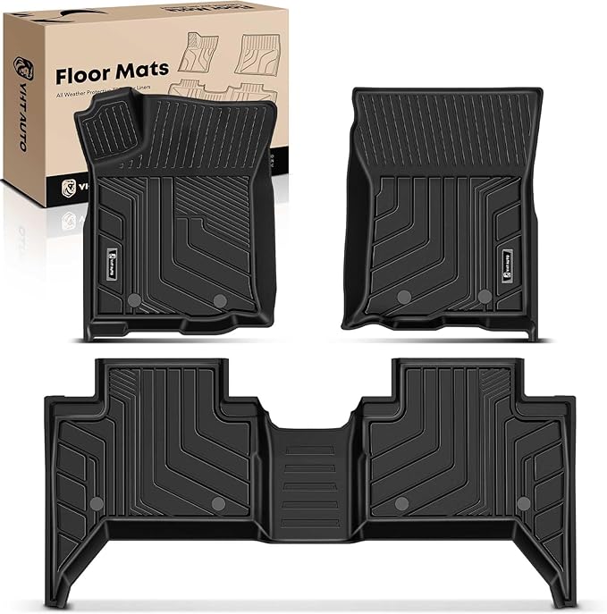 YHTAUTO Floor Mats Fit 2016-2023 Toyota Tacoma Double Only for Automatic, TPE All Weather Floor Liner Odorless Custom Fit Car Mats, 1st 2nd Row Tacoma Accessories, Black
