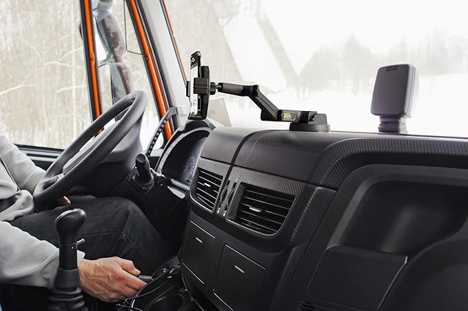 Phone Mount for Truck Phone Holder for Truck - Heavy Duty Super Suction Cup, Mobile Device Holder for Dashboard Window 16.9 inch Long Arm & Stable, iPhone & Samsung Compatible, Big Rig Trucker, Gray