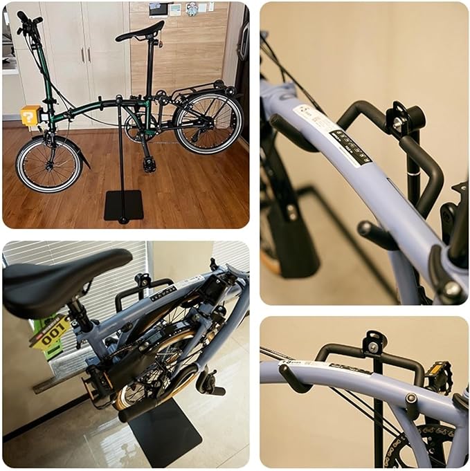 Rcool Carbon Steel Bike Stand,Designed specifically for Folding Bicycles,Home Garage Parking Rack,Stable Anti-Slip,Durable Install,Frame Protection,Space-Saving，Black