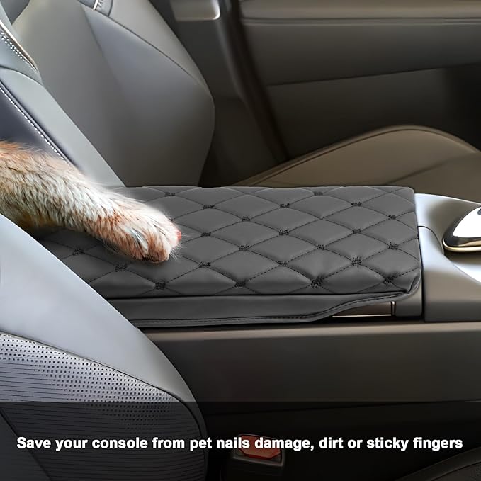 SXCY for 2023 2024 2025 Toyota Crown Signia Armrest Cover Pad for Toyota Crown Signia Accessories 2025 Crown Signia Center Console Cover Cushion 2025 Crown Middle Console Cover (w/Argyle&Black Dots)