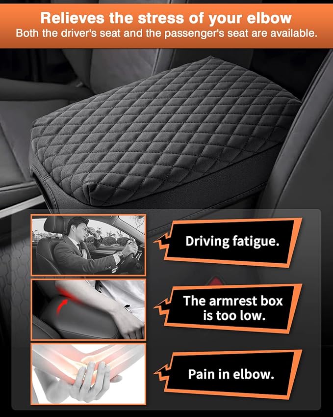 Shademax Custom for Center Console Cover Nissan Frontier 2025 2024 2023 2022 Armrest Cushion Pad Cover PU Leather Frontier Accessories 2025 2026 Car Armrest Seat Box Cover Protector Anti-Scratch Black