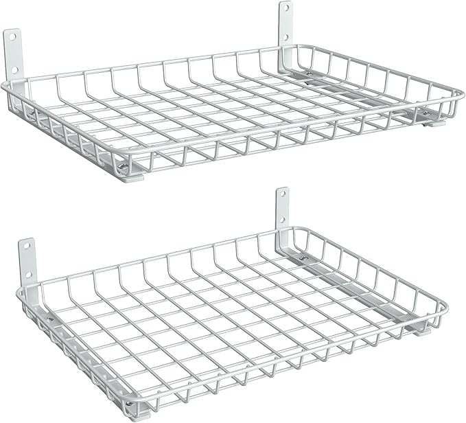 TORACK 2-Pack 12x18 Inch Wall-Mounted Shelves, Garage Wall Shelf for Closet & Laundry Room, Heavy-Duty Floating Shelves Hold Up to 60 lbs(White)