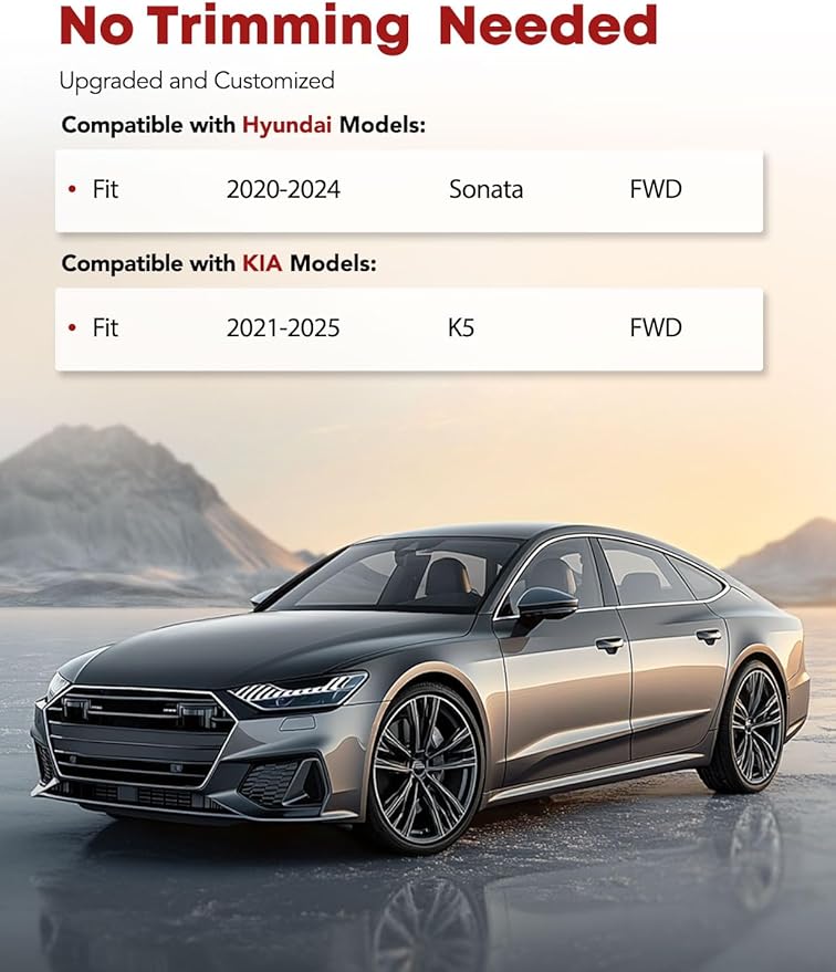 YHTAUTO Floor Mats Fit 2020-2024 Hyundai Sonata & 2021-2025 Kia K5 FWD, TPE All Weather Car Mats Waterproof Anti-Slip Odorless Floor Liner, Interior Car Accessories Front & 2nd Row Liner 2.5MM