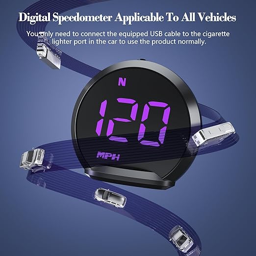 G13 GPS Speedometer, Universal Digital GPS Speedometer with Color Font, USB Connection, HUD Display Suitable for All Vehicles, Plug and Play.