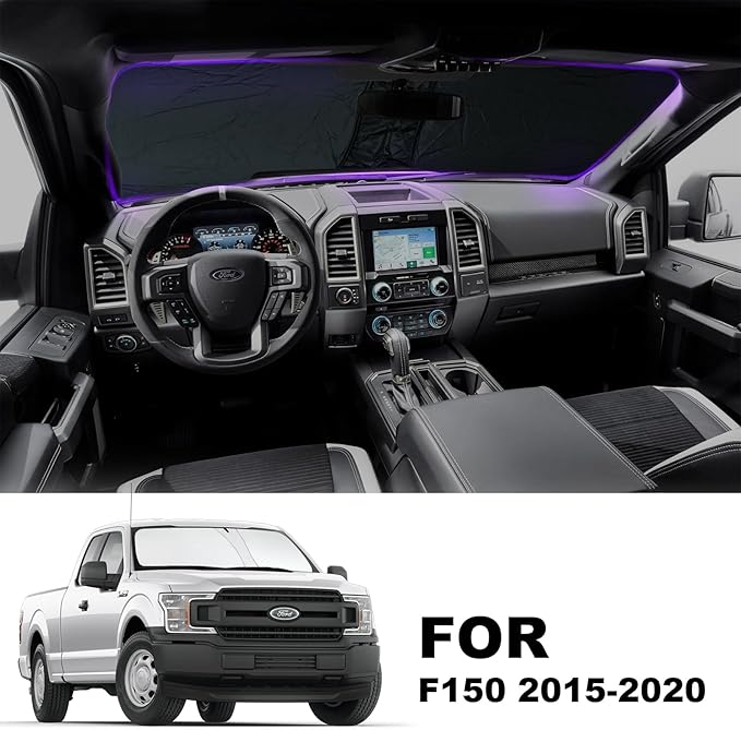 Front Windshield Sunshade fit for F150 2015-2020 UV Ray Reflector Foldable Car Shade Automotive Windshield Sunshades Ford F150 Accessories Windshield Sun Shade |Keeps Your Vehicle Cool|