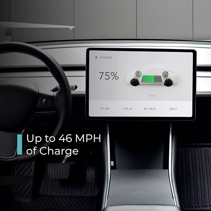 Lectron Tesla (NACS) V-Box Pro Electric Vehicle Charging Station (WiFi) 48 Amp with App Control - Level 2 EV Charger (240V) with NEMA 14-50 Plug/Hardwired Compatible with All Tesla Models S/3/X/Y