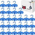 LOVIMAG Magnetic Hooks for Cruise Cabins, 150lbs Blue Magnetic Hooks for Classroom, Strong Magnets with Hooks for Hanging, Neodymium Magnet Hooks for Fridge, Ceiling, Locker, Camper, Travel-25 Pcs