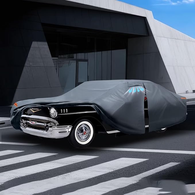 Waterproof Chevrolet Bel Air(1950-1957) Car Cover with Breathable Vents, [2025 Upgrade] Premium Covers with Cotton Liner and Zipper Door, Sun Rain Snow Dust Uv Protection.(Gift with Towel)