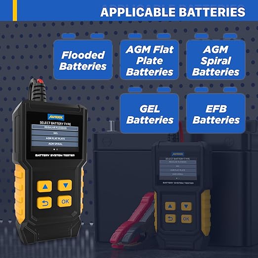 AUTOOL Car Battery Tester 12V 24V Battery Load Tester 30-2000 CCA Automotive Battery Tester, Cranking Charging System Analyzer, Color Screen Data Review Reverse Polarity Protection