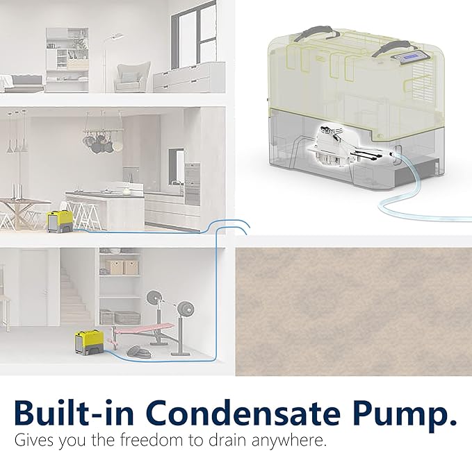 ALORAIR 180PPD Commercial Dehumidifier for Crawl Space & Basement, Wi-Fi APP Controls with Pump, Capacity up to 85 PPD at AHAM Condition, for Large Space, Job Sites, Yellow