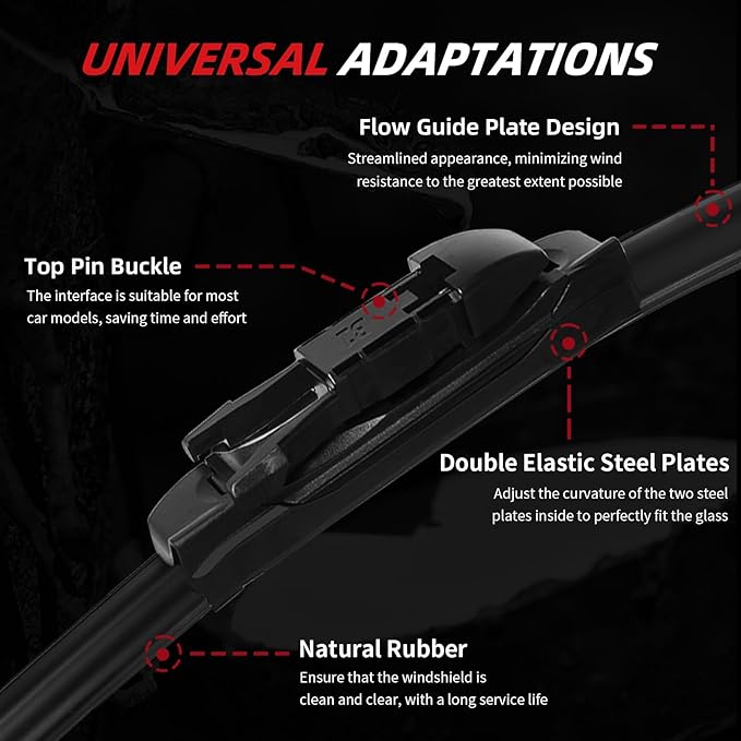 OTUAYAUTO Windshield Wiper Blades - Replacement for Mercedes-Benz ML-Class W164, ML320 ML350 ML550 ML63 06-11, X164 05-12, W251 06-12, Front and Rear Wiper Blades, Pinch Tab - 28"+21"+12" (Pack of 3)