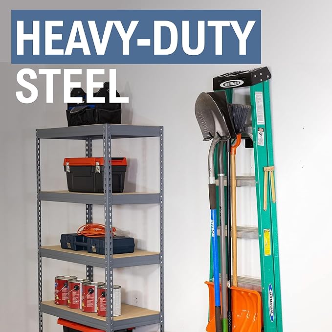 StoreYourBoard Ladder Storage Wall Hook – Heavy Duty Steel Ladder Hanger for Garage Wall, Holds 2–3 Ladders, Ladder Hooks for Wall Mount, Supports up to 50 lbs