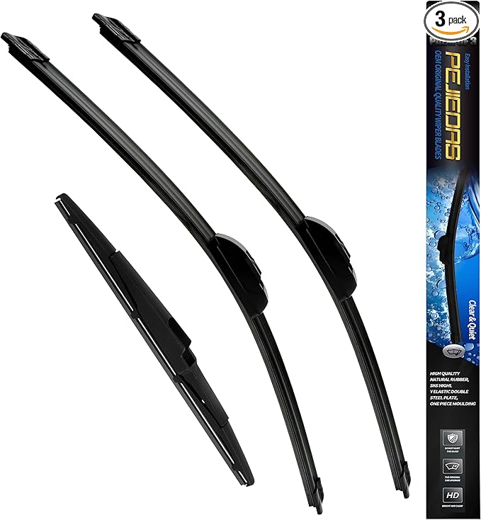 3 Wipers, Front Wiper + Rear Wiper Blades for Hyundai Santa Fe 2019-2023/Kia Sportage 2017-2023 (26 inch + 16 inch + 12 inch Wiper Blades) OE Original Style