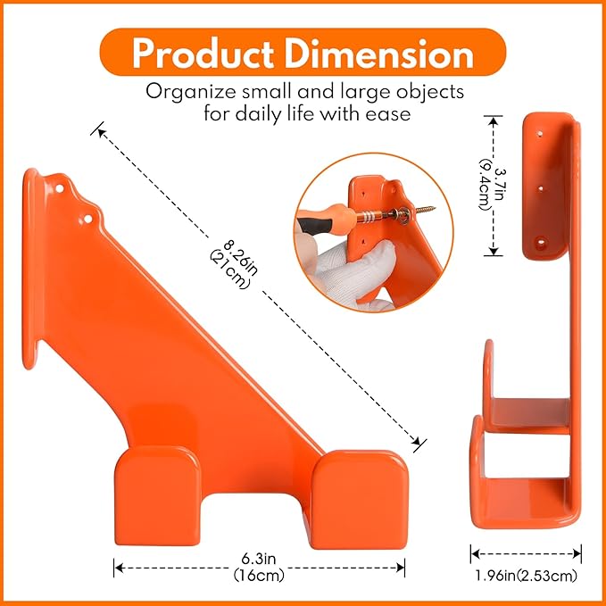 Chainsaw Hanger,2pcs Ideal for Adult Garage Tool Organizer. This Chainsaw Accessory Rust Proof Alloy Steel Construction with Powder Coating, Perfect Wall Mount Solution for Your Chainsaw.(orange)