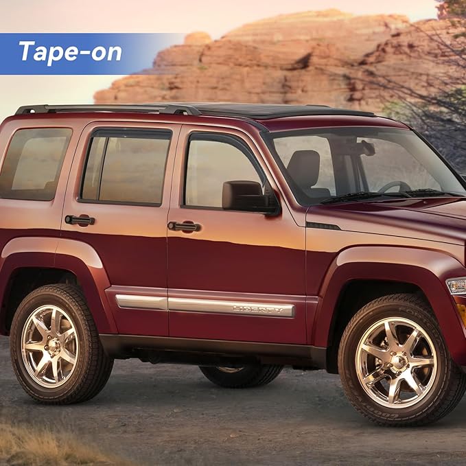 Window Visors Rain Guards for 2008 2009 2010 2011 2012 Jeep Liberty, Out-Channel Window Vent Wind Deflectors Visors Shades for 08 09 10 11 12 Jeep Liberty