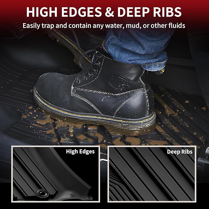 LASFIT Floor Mats for Toyota 4Runner 2013-2024 (Fit 7 Seats&5 Seats) & for Lexus GX460 2014-2023, All Weather TPE Custom Fit Floor Liner for 4 Runner 5th gen Front & Rear 2 Row Car Mats, Black