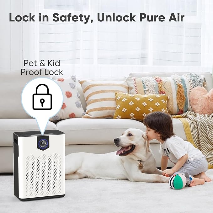 Air Purifiers for Home up to 3000 Sq Ft with Washable Filters, 2x H14 True HEPA Filter, 2xSpeed Fan with Turbo Mode, CADR 400m³/h Remove Pet Hair Odor, 22dB Sleep Mode for Bedroom, Large Room,Office