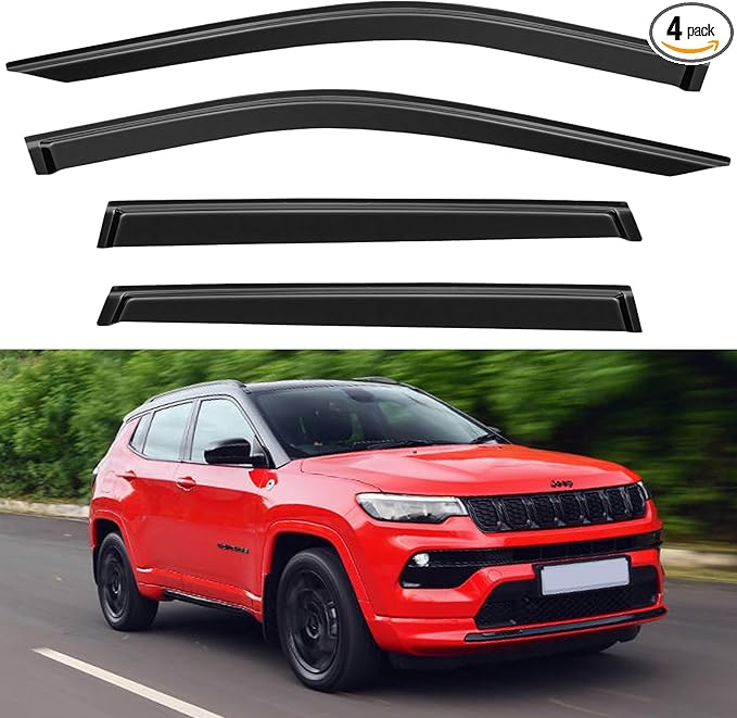 Window Visors Rain Guards for 2017-2025 Jeep Compass, Out-Channel Window Vent Wind Deflectors Visors Shades for 17-25 Compass