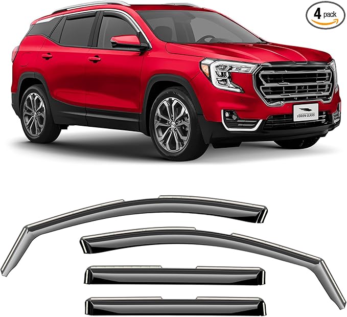 Voron Glass in-Channel Extra Durable Rain Guards for GMC Terrain 2018-2024, Window Deflectors, Vent Window Visors, 4 Pieces - 200255