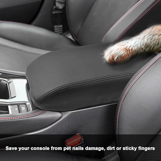 SXCY Fit for 2023 2024 2025 Honda Accord Armrest Cover for 2023 2024 2025 Accord Center Console Cover for 2024 2025 Honda Accord Accessories Armrest Cushion(Leather Cover with Black Stitching)