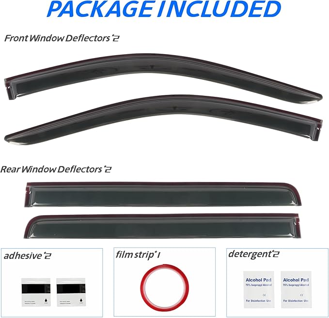 4 PCS Window Visors Deflectors Fit for 2019-2025 Chevrolet Silverado/GMC Sierra 1500 Crew Cab, Rain Guards for 2020-2025 Silverado/Sierra 2500 HD & 3500 HD, 2022 Limited Model, Outside Mount