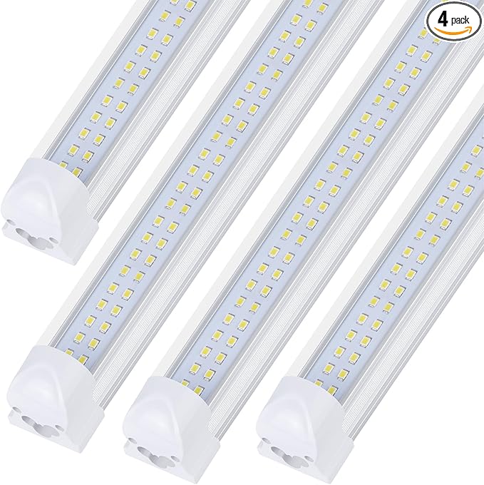 4 Pack,Led Shop Lights, 8FT Led Shop Light,100W 6000K 15000LM Clear White,Led Shop Light 8FT 110V Linkable Integrated Flat-Shape for Shop Garage,Warehouse