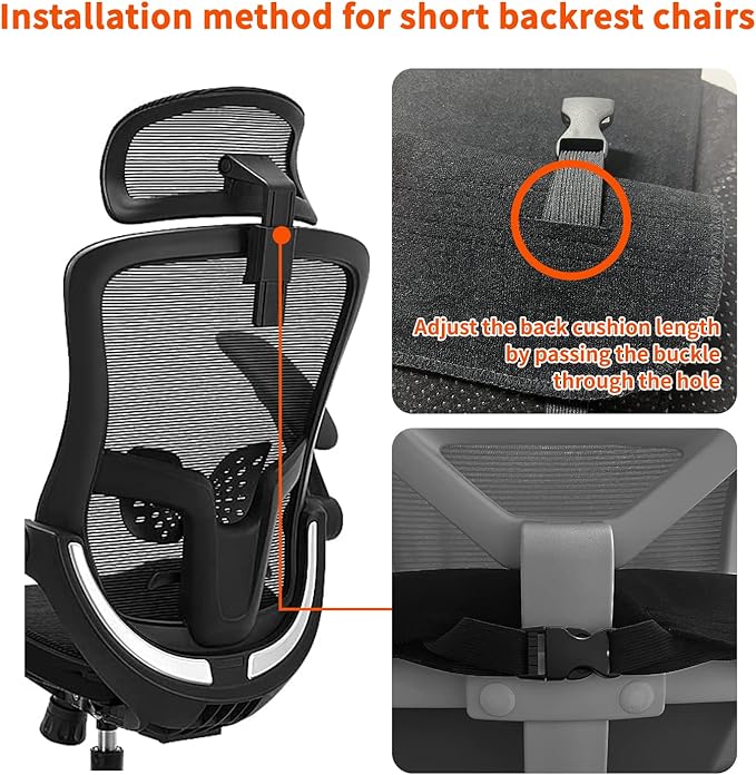 Foldable & Washable Fabric Heated Seat Cushion with Temperature Control & Timer - Whole Back Heating - for Office/Home Use