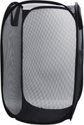 HONOMA Sturdy Mesh Laundry Hamper Basket Bag,Pop up Basket with Side Pocket for Laundry Room, Bathroom, Kids Room, College Dorm or Travel (Pop Vertical, Black)