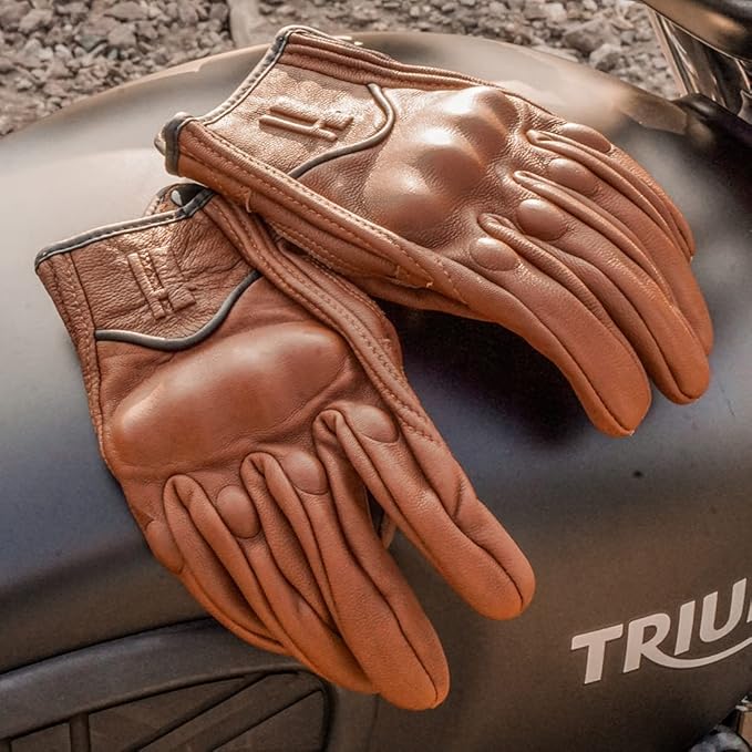 Harssidanzar Women's Motorcycle Gloves,Leather Motorcycle Gloves, Motorbike Gloves, Road Racing, Cycling, Climbing, Powersports Gloves Touchscreen GL016
