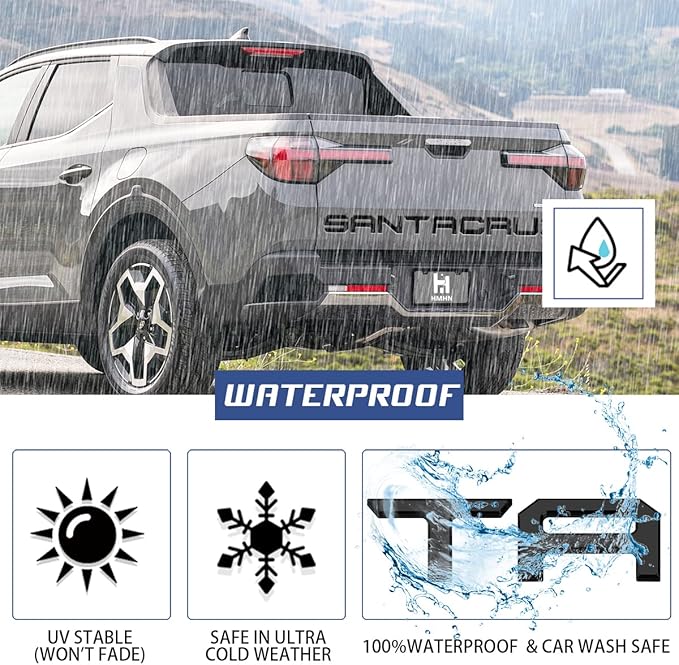 Tailgate Inserts Letters Compatible for 2022 2023 2024 2025 Santa Cruz 3D Raised & Strong Adhesive Decals Letters Rear Emblem Decal Sticker Compatible for Santa Cruz Accessories-Matte Black