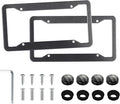 LivTee Carbon Fiber License Plate Frames, 2PCS Car License Plate Holder, 4 Holes Stainless Steel License Plate Covers, Automotive Exterior Accessories, Slim Design with Gasket Cover for US Cars