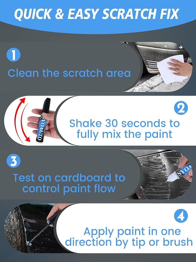 SYOAUTO Gray Car Touch Up Paint Auto Touch Up Paint 0.4 oz Gray Automotive Scratch Repair Pen Brush and Tip 2 in 1