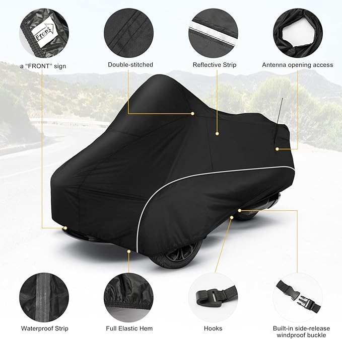 for Spyder F3 Full Cover Compatible with Can-Am Spyder F3T Tour & Limited 300D Oxford Fabric Protector from Dust Snow Rain Sun Rays