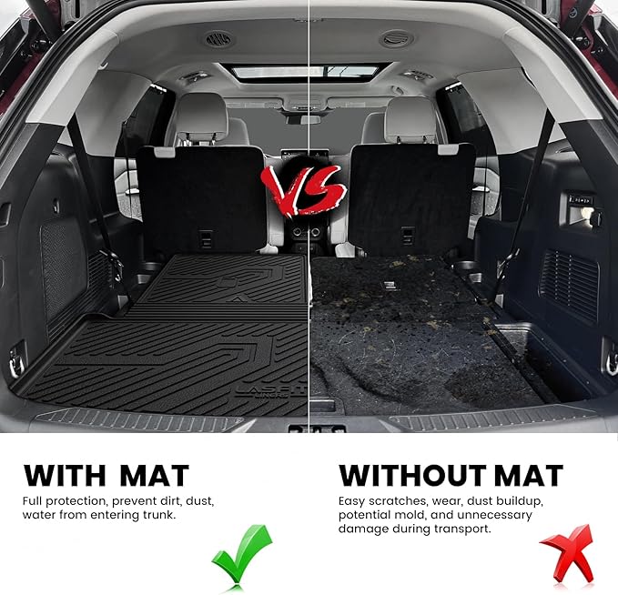 LASFIT Trunk & Backrest Mat for Ford Explorer 2020-2025, Custom Fit All Weather Protector TPE One-Piece Design Easy Installation Trunk with Seatback Mat, 1pc Black