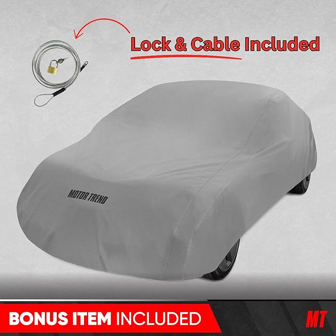 Motor Trend Breathable Lightweight Car Cover, Anti-Moisture Build-Up Water-Resistant Scratch-Resistant Travel-Friendly, Universal Fit for Cars SUVs Trucks Vans All-Weather Outdoor/Indoor, (XXL) 228" L
