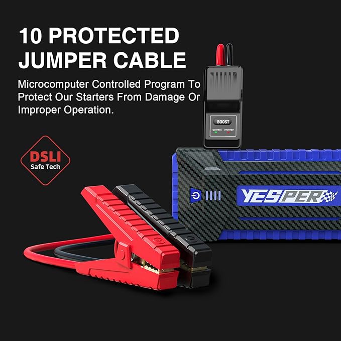 YESPER Jump Starter Portable, 4120A Peak Car Jumper Starter Jump Box(for All 12V Gas10.0L Diesel Engine), Booster Pack Jump Starter with DSLI Safe Tech& DC 15V Ports