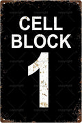 Cell Block 1 Space Vintage Metal Tin Sign Bar Cafe Garage Cave Home Room Wall Bathroom Farmhouse Garden Porch Patio Decor, 12 x 8 Inch